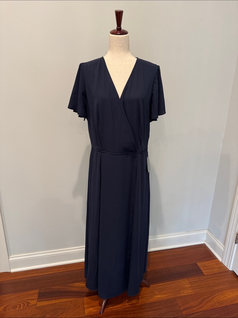 Love By Design Navy Wrap Maxi Dress with Flutter Sleeves